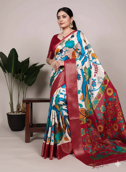 WMN  Tussar Silk Saree Online Maroon